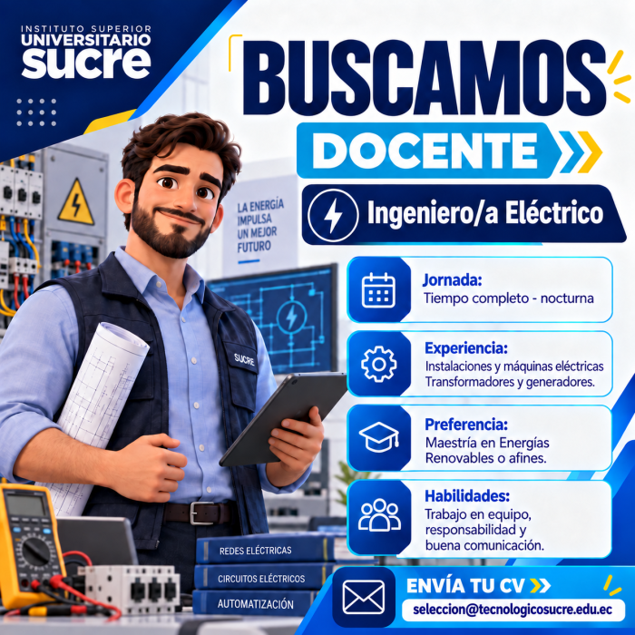 BUSCAMOS DOCENTE ING ELÉCTRICO MEDIO TIEMPO